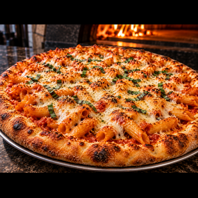 Baked Ziti Pizza.