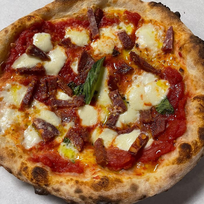 Pizza alla Diavola "Wood Fired Pepperoni Pizza".